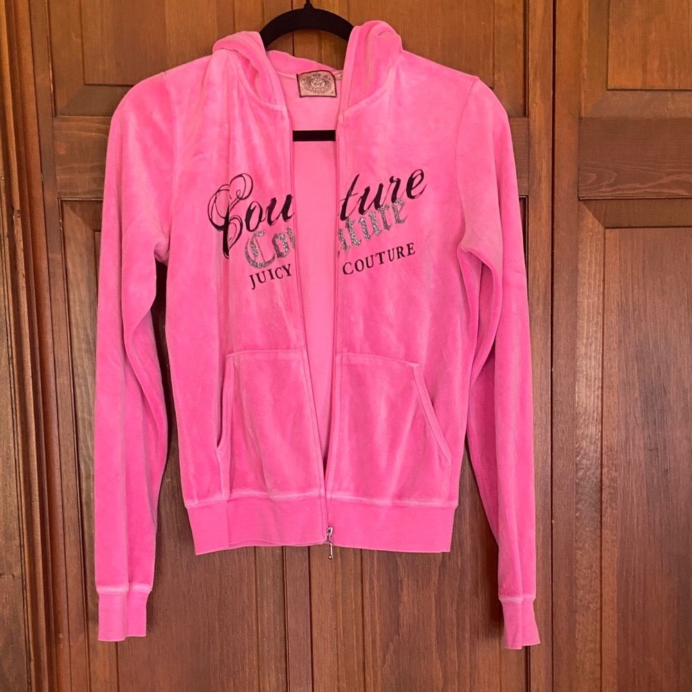 Juicy Couture Pink Velour Zip Up Hoodie - Medium - Picture 7 of 8